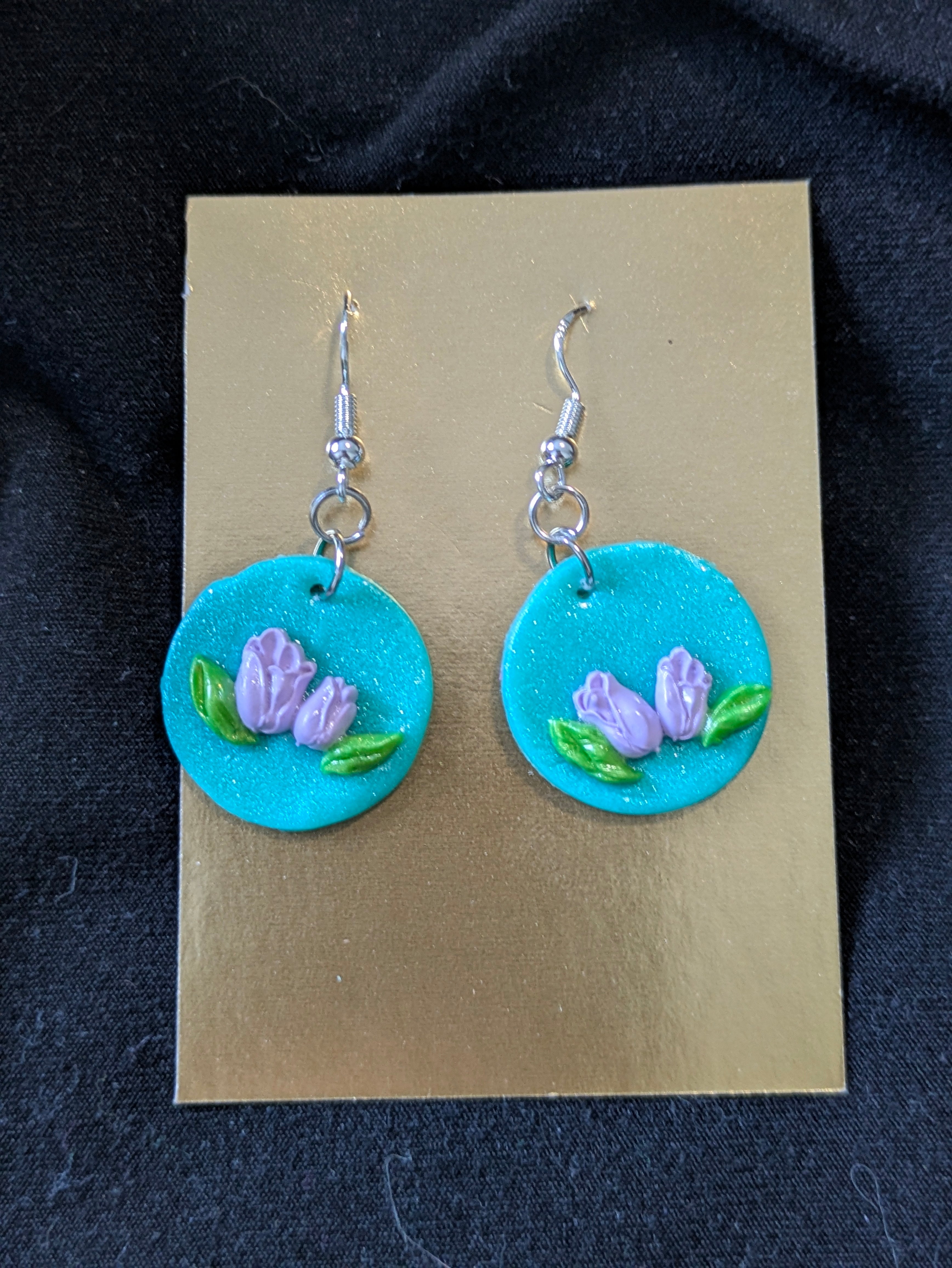 Tulips on a Teal Circle