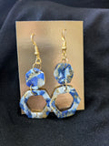 Blues and white with translucent and gold leafing hexagons