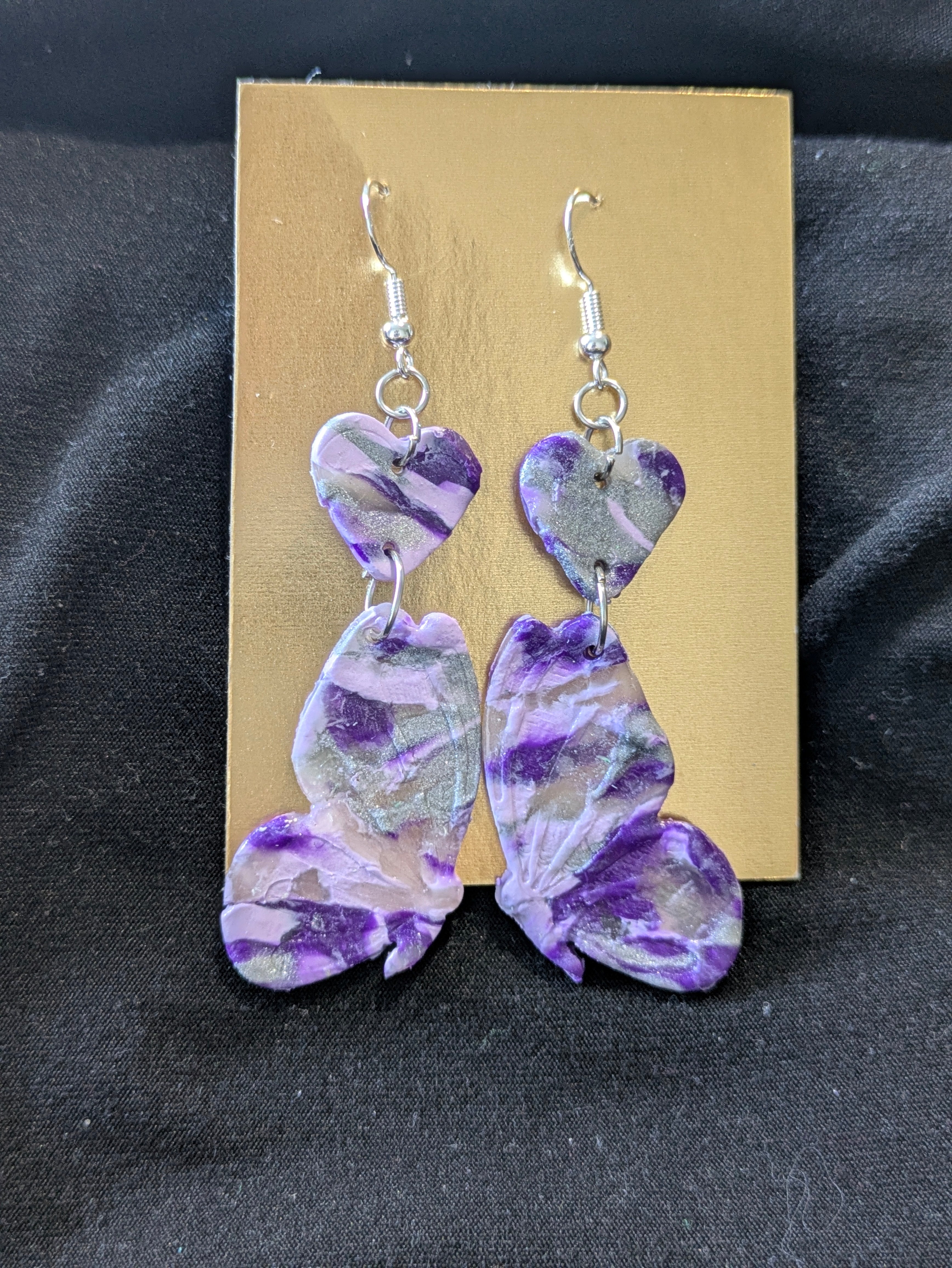 Purples, silver and translucent heart and butterflies
